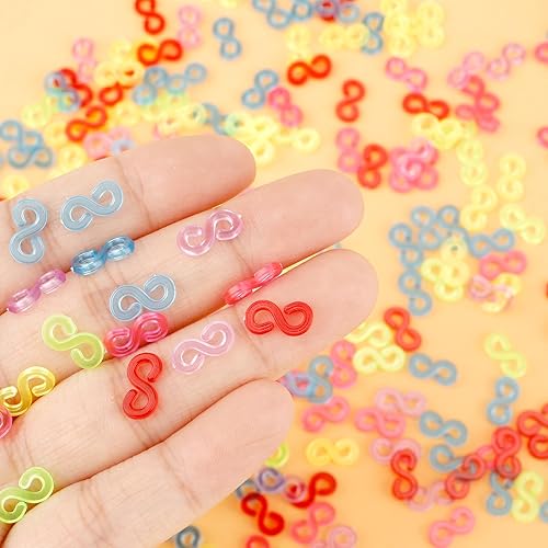 Miniatura 9 de QONCV Clips S, 500 piezas en caja, transparentes, clips de banda de goma de telar, clips de banda de plástico, kit de recarga para hacer pulseras,