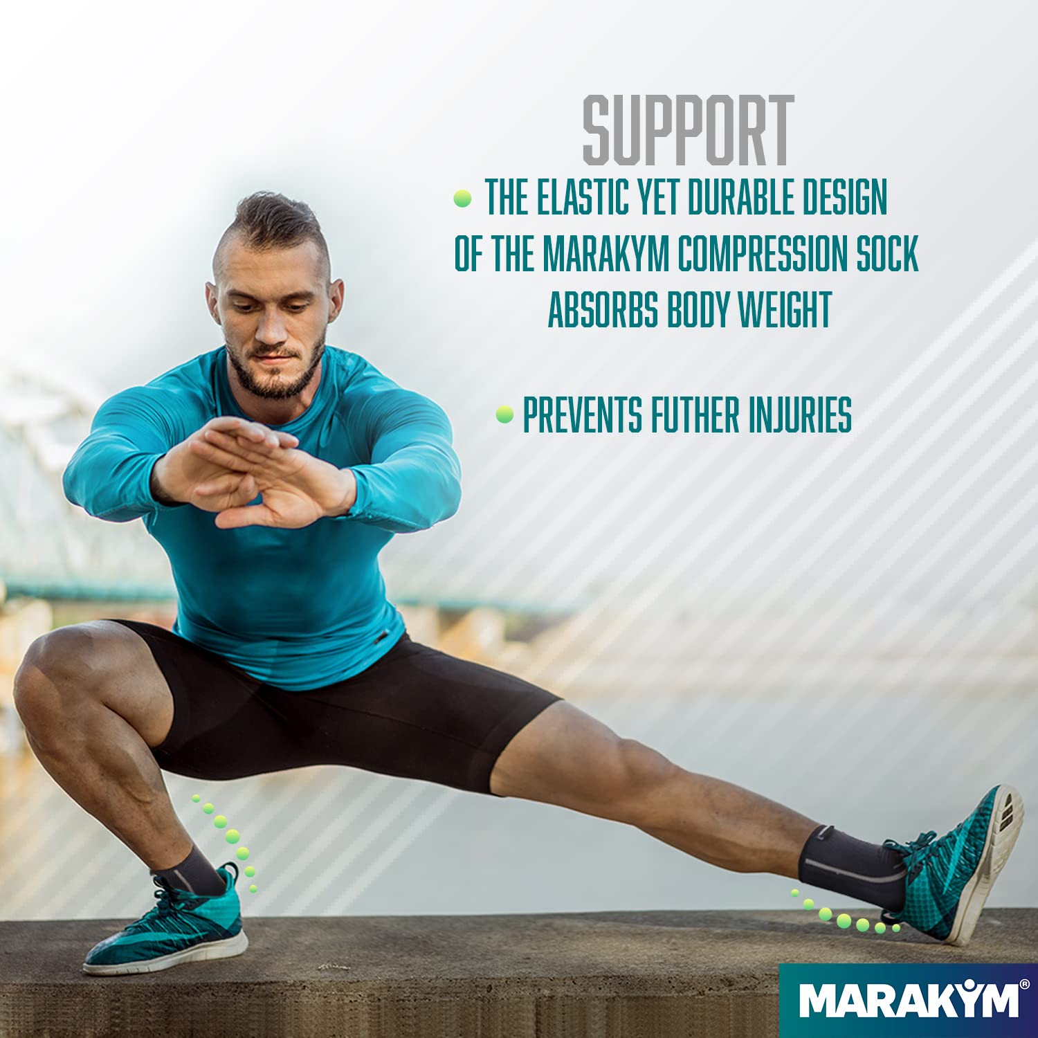 Premium Compression Calcetines para hombres y mujeres - Envoltura médica de compresión para el tobillo - Mangas de soporte para la prevención de lesiones y el alivio del dolor - Paquete de 2