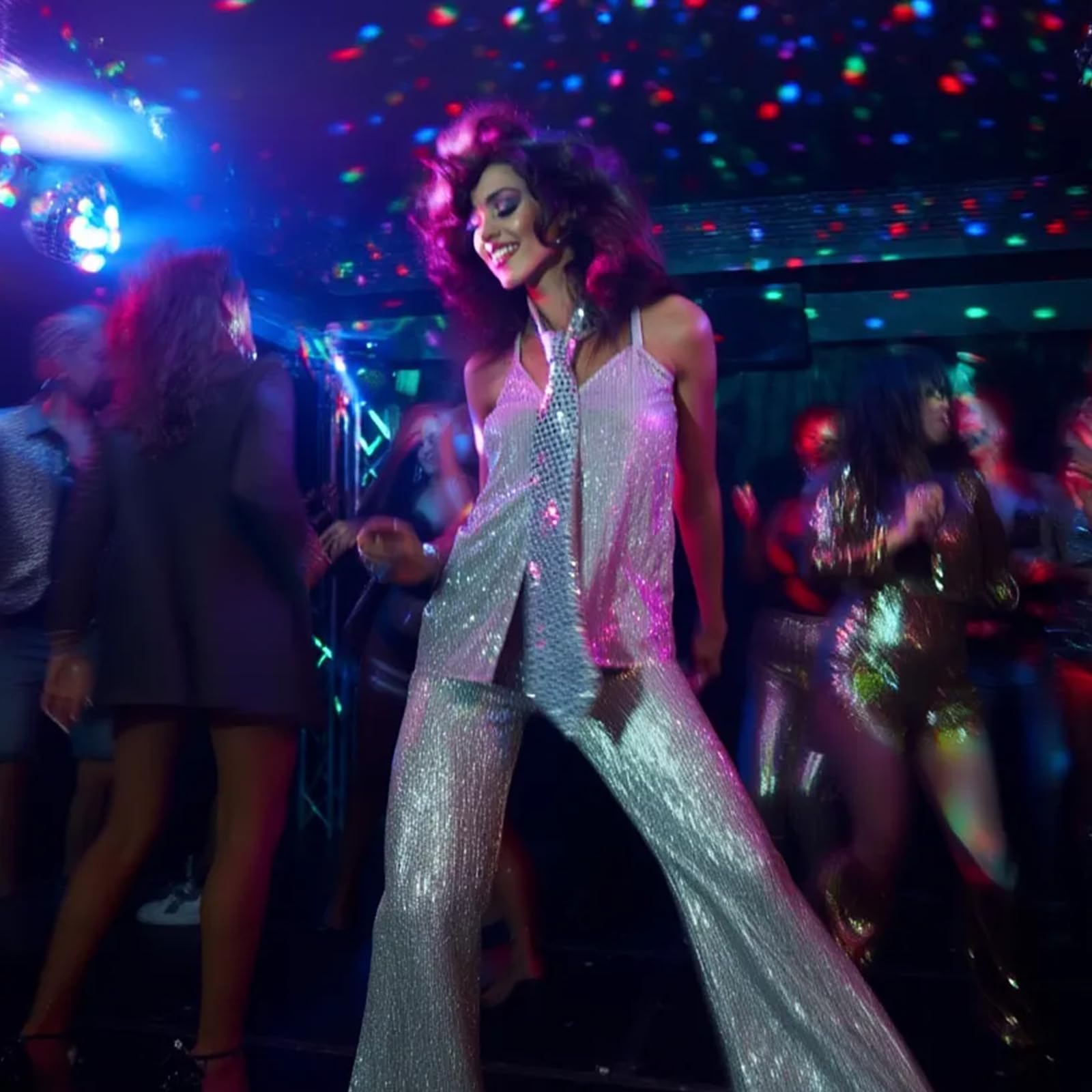 Glitzer Krawatte, Karneval Krawatte Silber, Pailletten Krawattes Glitzer Accessoires Herren und Herren, Karneval Kostüm für Disco Fasching Cosplay Junggesellenabschied Mann Dance Performance