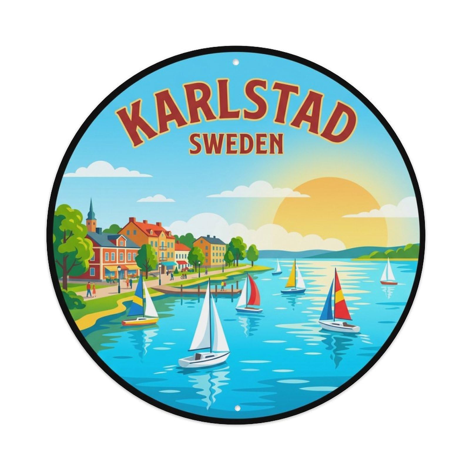 Galvaxio Style Vintage Travel Sweden Karlstad Metal Tin Sign