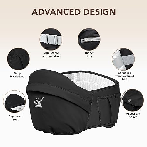 Miniatura 5 de Hip Seat Baby Carrier - Adjustable Waistband Various PocketsErgonomic Carrier with Non-Slip Hip Seat Surface for Newborns & Toddlers