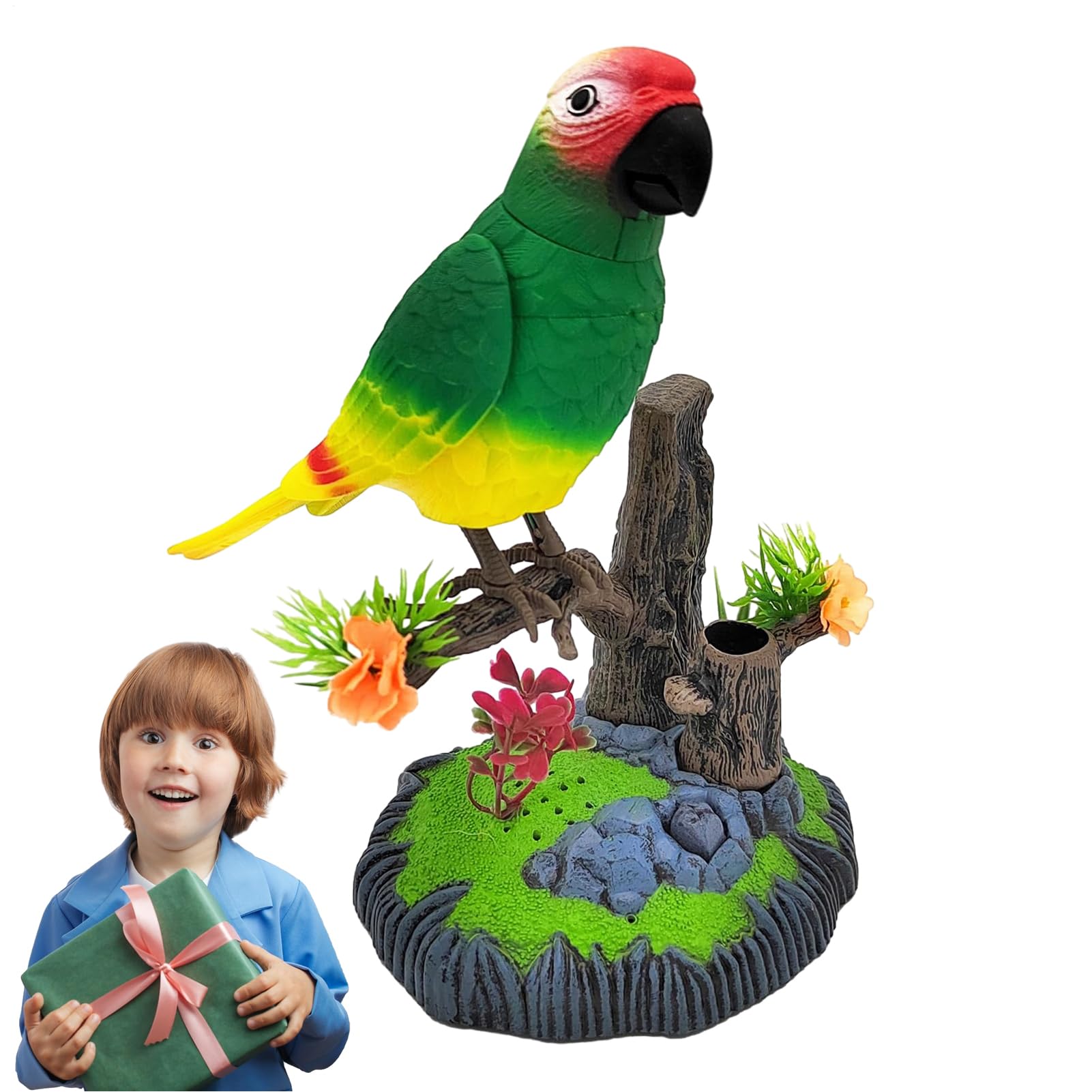 Interactive Talking Bird Toy - Voice Repeating Plush Pet Parrot, Educational Mimic Companion | Funny Animal Operated by Portable Batteries, Your Entertainment Partner
