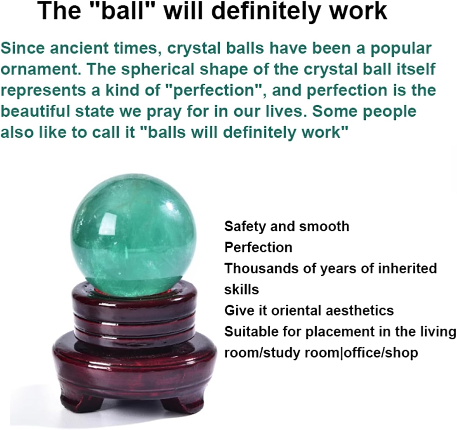 Green Fluorite Crystal Ball Ornament,Crystal Stone Sphere Figurines Green Crystal,Feng Shui Home Decor, Accessory,11cm