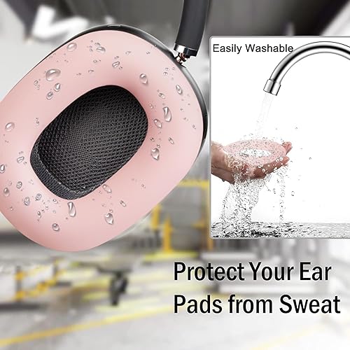 Miniatura 5 de SOULWIT Protector de silicona para audífonos AirPods Max, resistente al sudor, fácil de lavar, resistente, color rosa