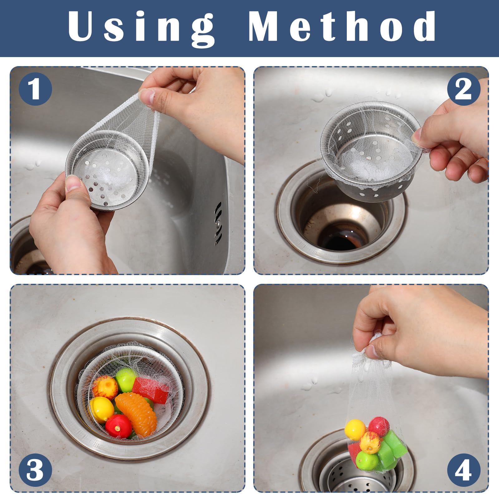 200 PCS Kitchen Sink Strainer Net Disposable Mesh Sink Strainer Bags Kitchen Sinks Filter Net Disposable Drain Nets Anti Clogging Elastic Mesh Trash Bag for Most Sizes - Image 3