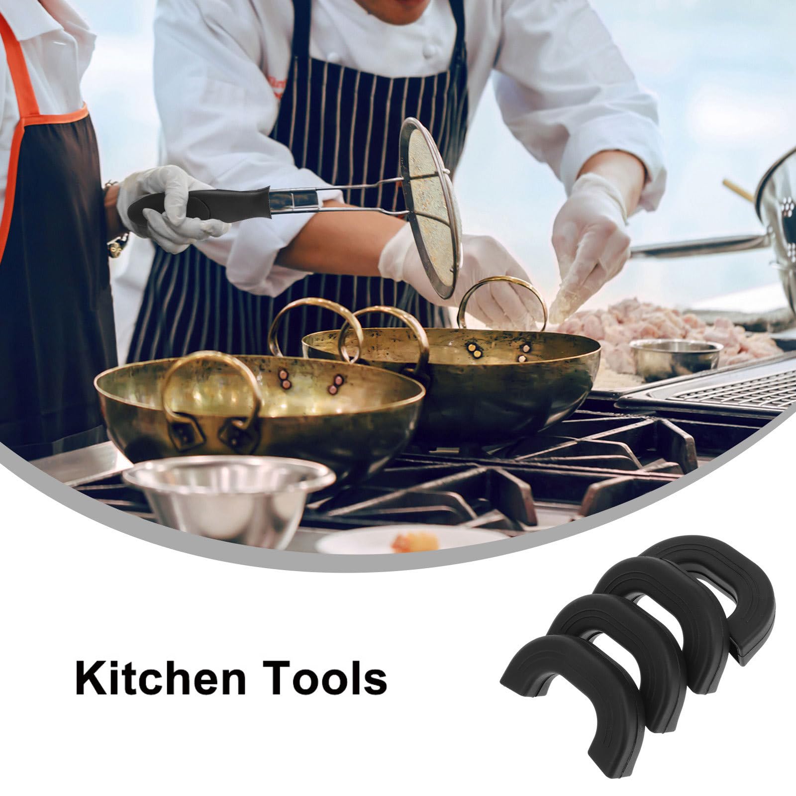LABRIMP 4 Piezas Protector de Asas para Ollas de Silicona Resistente al Calor Antideslizante y Antiquemaduras de Fundas para Mangos de Cazuelas y Sartenes Cocina Doméstica