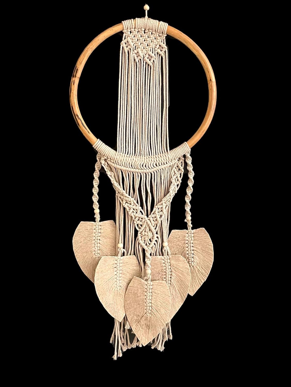 Large Black Dream Catcher Macrame with Woven Tassels Pom Poms & Beads Boho Wall Home Decor Gift - XL Size - 34" Long & 12" Wide