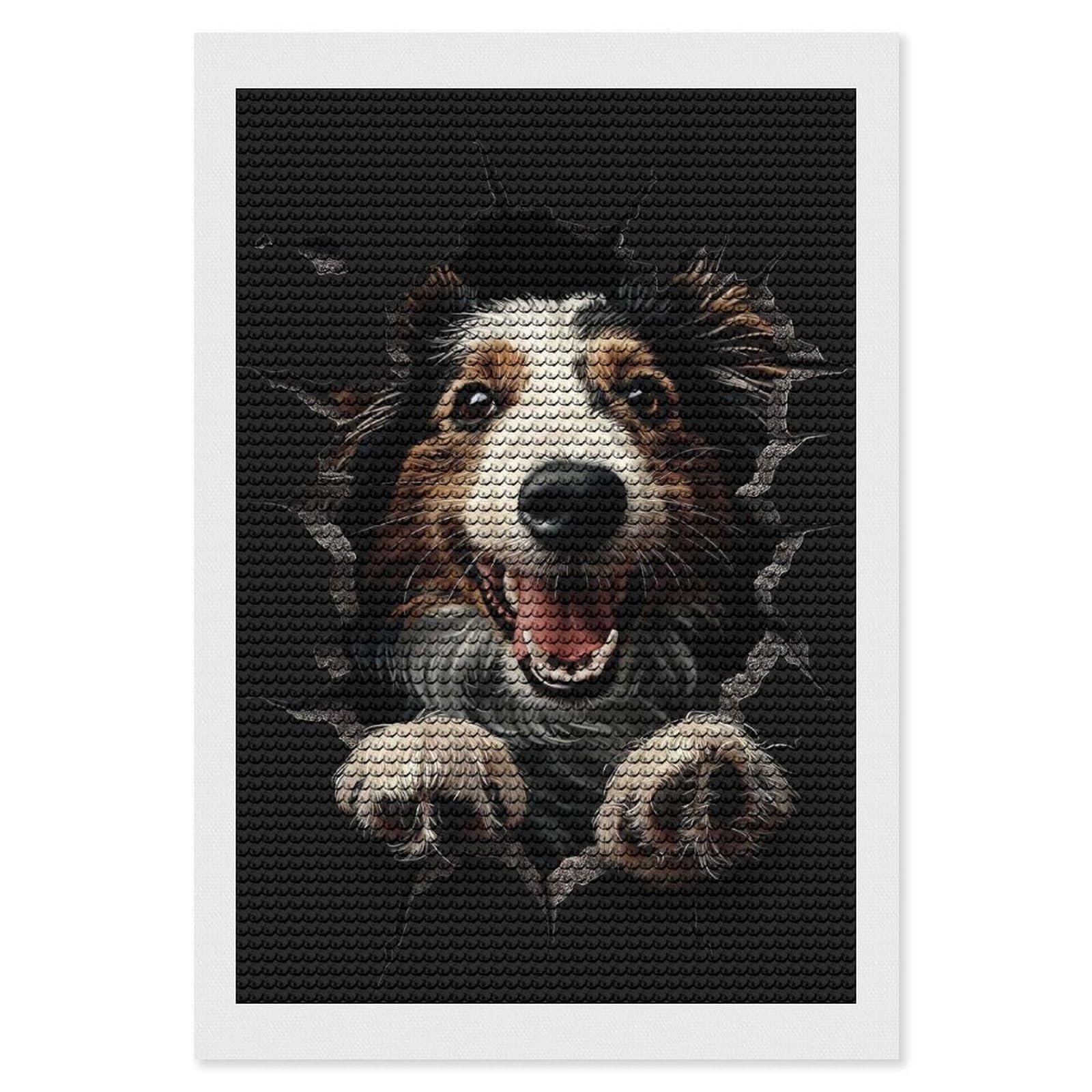 Junmoney Borzoi Round Drill Diamond Painting 8"x12", Satisfying Creative Project, Complete Accessories, Printed Canvas