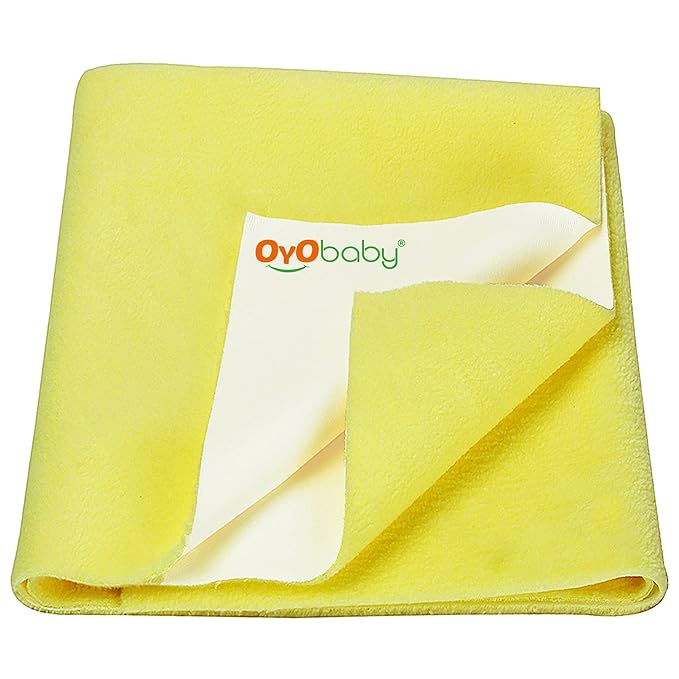 OYO BABY Waterproof Quick Dry Sheet for Baby| Bed Pad | Baby Bed Protector Sheet for Toddler Children (X-Large (200cm x 140cm), Yellow) at Rs. 303