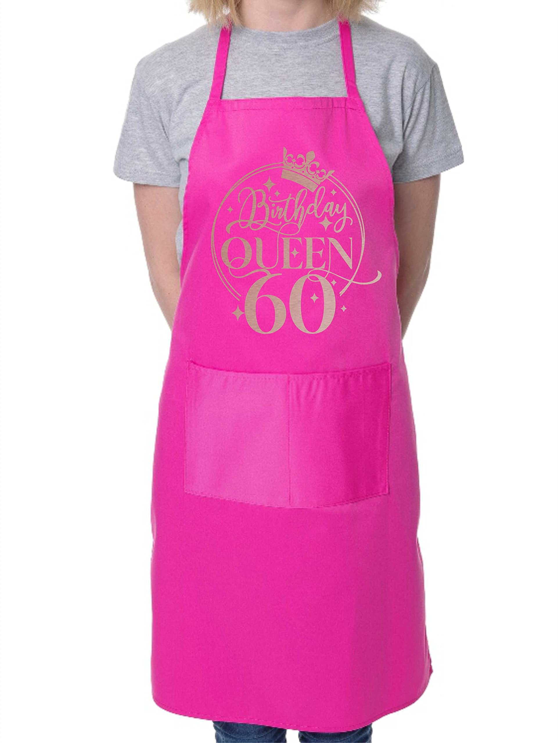 Print4U Birthday Queen 60 Ladies Apron 60th Birthday Gift Cooking Baking Pink