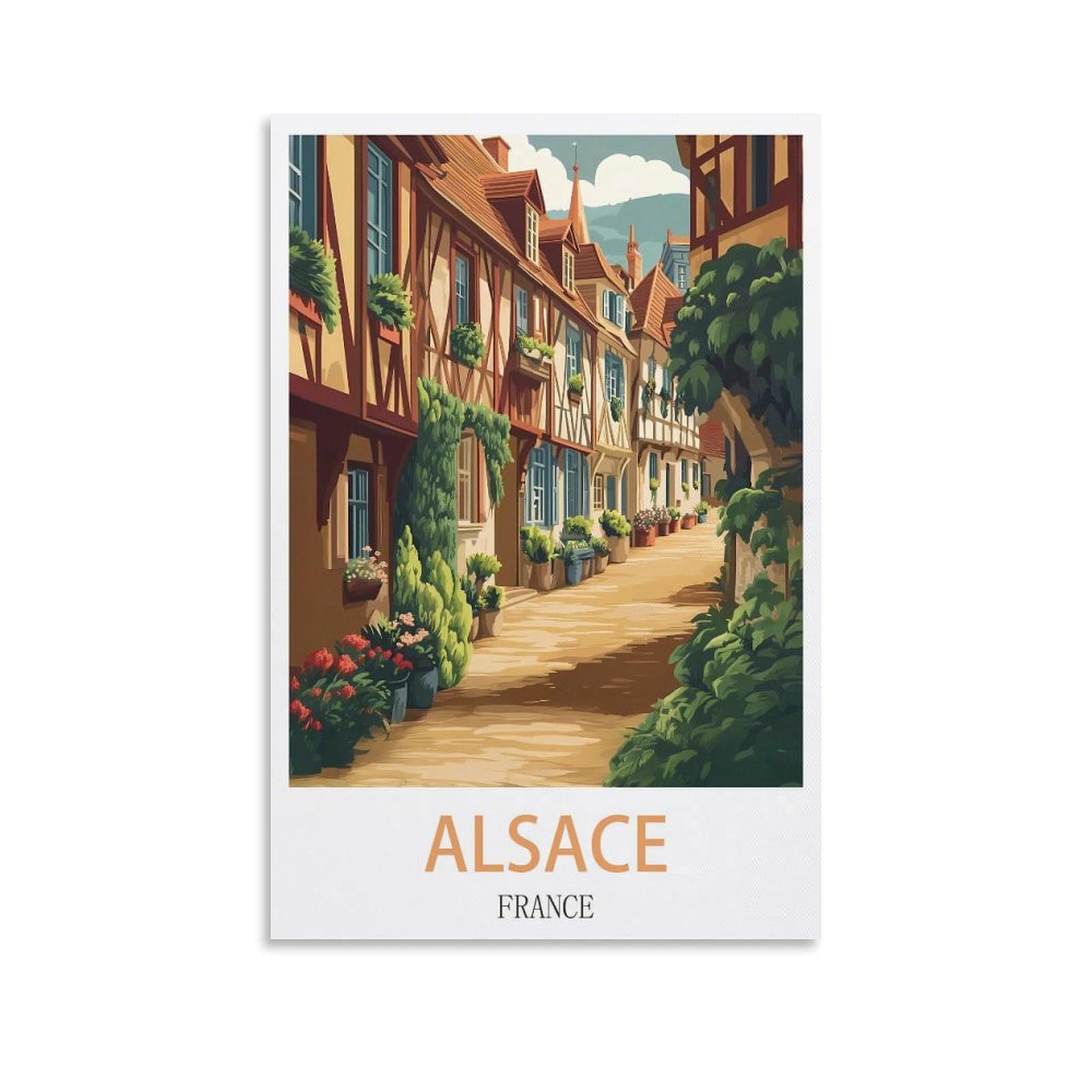 Zhilijing Unframe-Style Alsace France Vintage Travel Posters 12X18inch(30X45cm) Painting Canvas Wall Posters