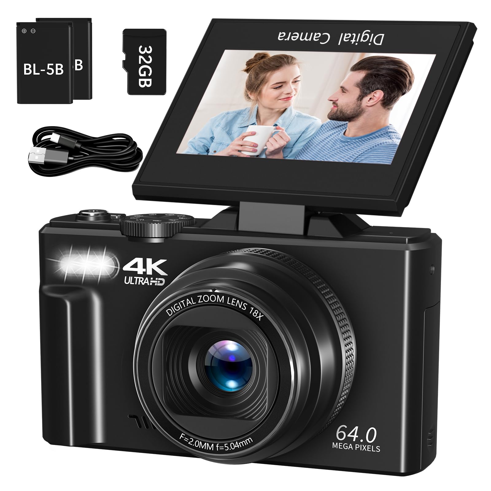 Amazon.com : Saneen Digital Camera 4K 64MP Vlogging Camera for