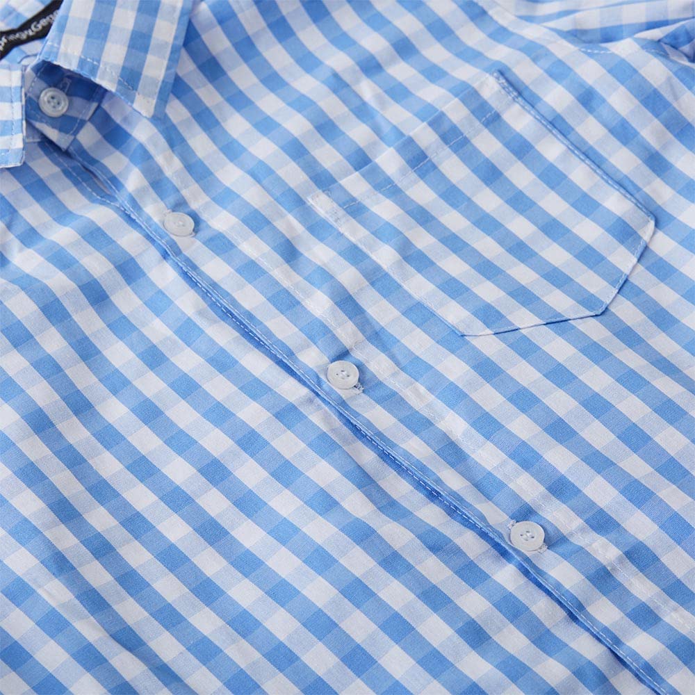 Spring&Gege Camicia a Maniche Lunghe da Ragazzo in Popeline Scozzese con Bottoni