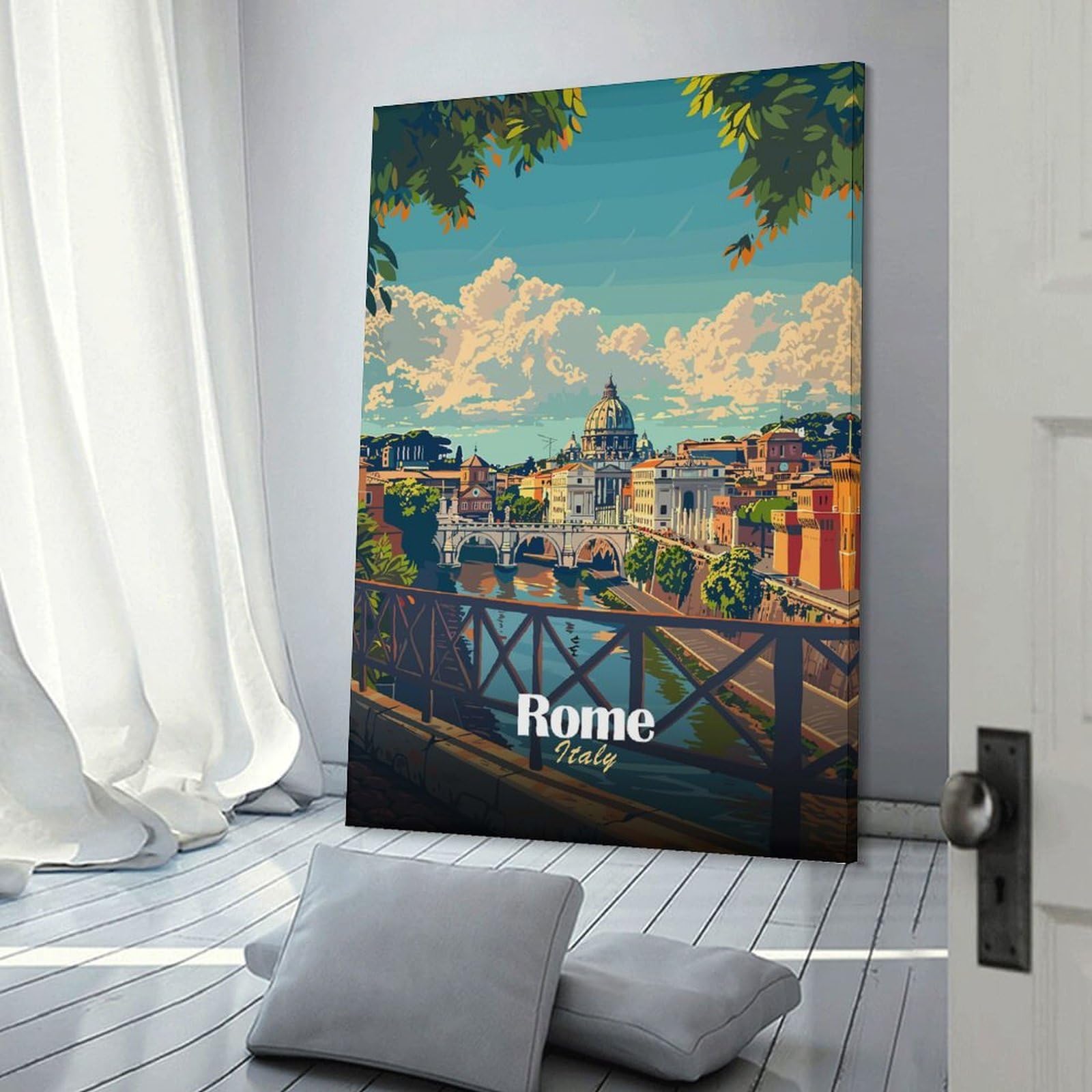 Junmoney Rome Cityscape (2) Canvas Wall Picture, 24x36inch(60x90cm), for Front Hall, Corridor Or Welcome Spaces, Wall Decor to Refresh Empty Corners