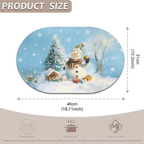 Miniatura 3 de Christmas Place Mats Indoor Set of 2 Snowman Winter Placemats Heat-Resistant Place Mat Easy to Clean Table Mats Foldable Mats Non-Slip for Table
