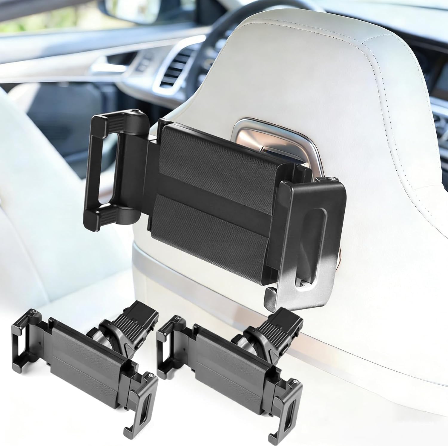 Lot de 2 supports de tablette de voiture pour accessoires X3 X5 X6 I20 G05 G06 G45 G60 G61 G70 - Rotatif à 360° - Pour voiture - Support de téléphone portable pour tablette - Support pour appuie-tête