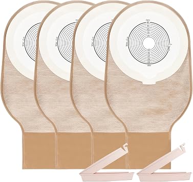 10 Pack Colostomy Bags, One Piece Ostomy Bag, 20-65mm Cut-to-Fit, Drainable Pouches with Clamp Closure for Ileostomy Stoma Care Ostomy Supplies Clamp Closure, 10pcs/Bag