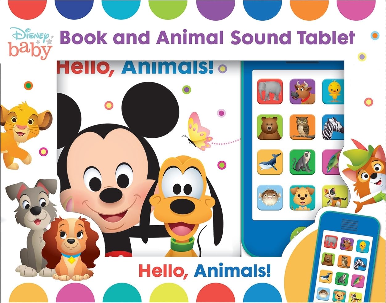 Disney Baby Mickey Mouse, Lion King, and More! - Hello Animals! Book and Animal Sound Tablet - Little My Own Phone - PI Kids: 1