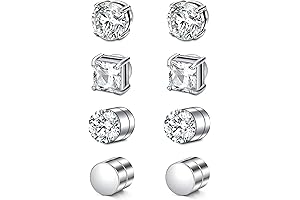 Magnetic Earrings for Men, Faux Diamond Stud Earrings