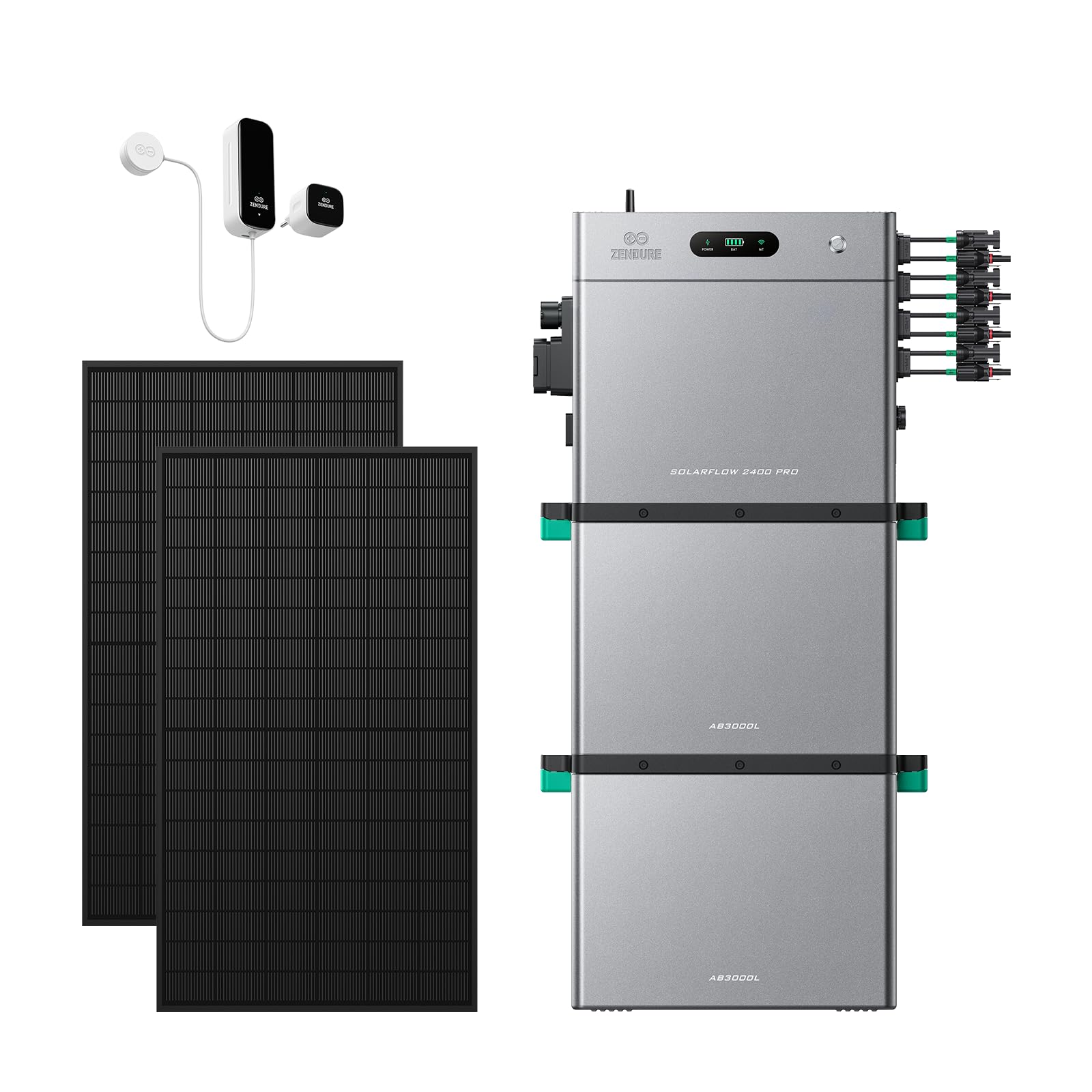 Zendure SolarFlow 2400 Pro+1 D0-Zähler+2 AB3000L Akkus+2 450W Solarpanels