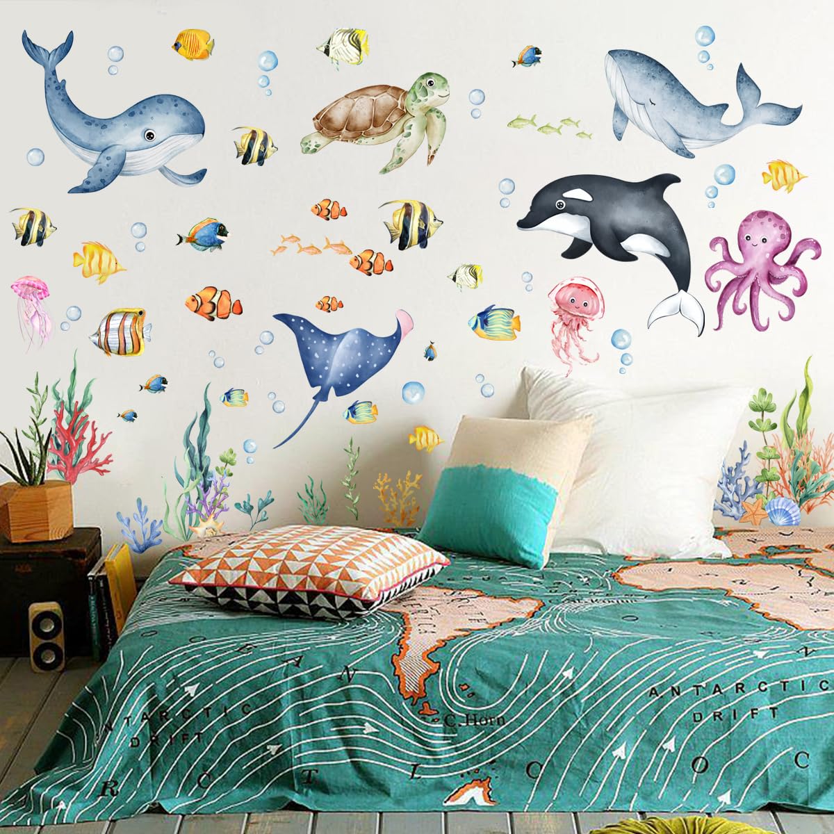 Amazon.co.jp: ウォールステッカー 海 おしゃれ 深海魚 海の