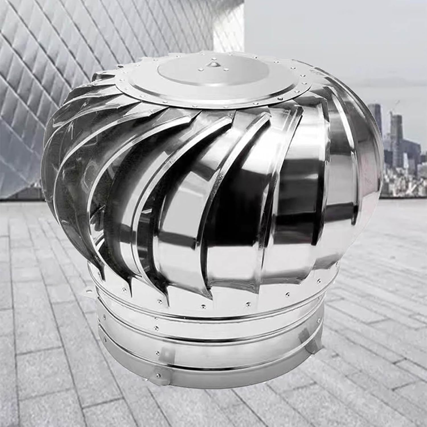JvFbjLF Circular Roof Turbo Ventilator Stainless Steel Piping Roof Ventilation Rotating Chimney Hood Roof Vents(160mm)