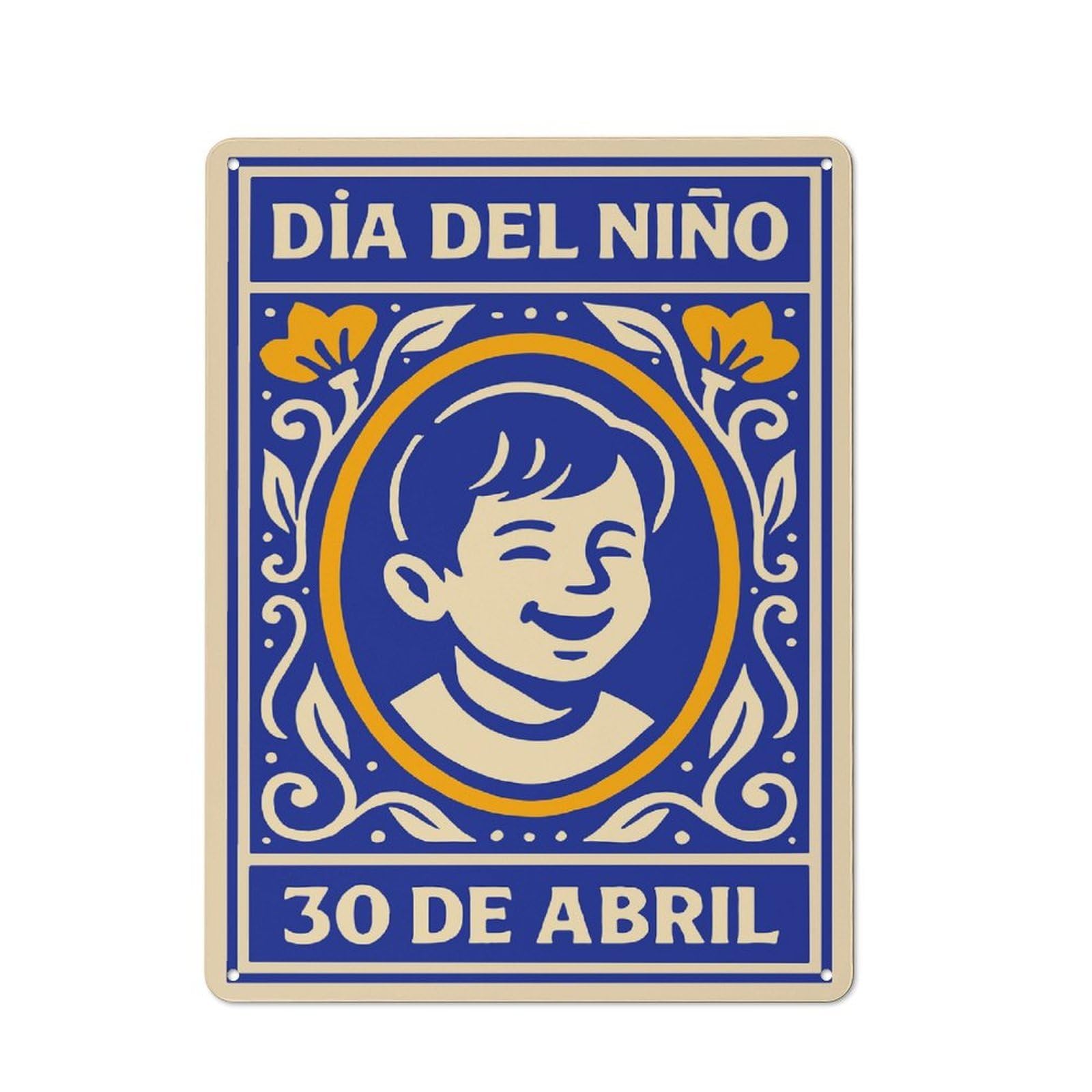 Junmoney Style-21 Tin Wall Plaque 40X30cm With Dia Del Niño For Garage Wall, For People Furnishing A Garage, For Retro Home Interiors