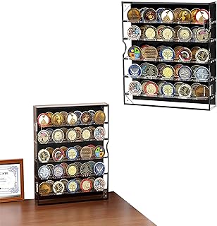Challenge Coin Display Case Coin Holder Display Challenge Coin Display Military Coin Holder Display Acrylic Carmon Coin Holder Coin Box for 45 Military Medal Poker Chip Anime Coins