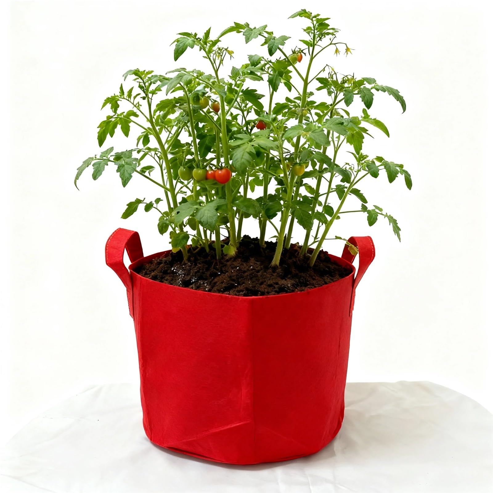 GIYXHU 10 Gallon Grow Bags For Vegetable/Flower/Plant, 5 Aeration Fabric Pots With Handles Cloth For Plants Garden Gift for Flowers Vegetables(Red,7Gallon)