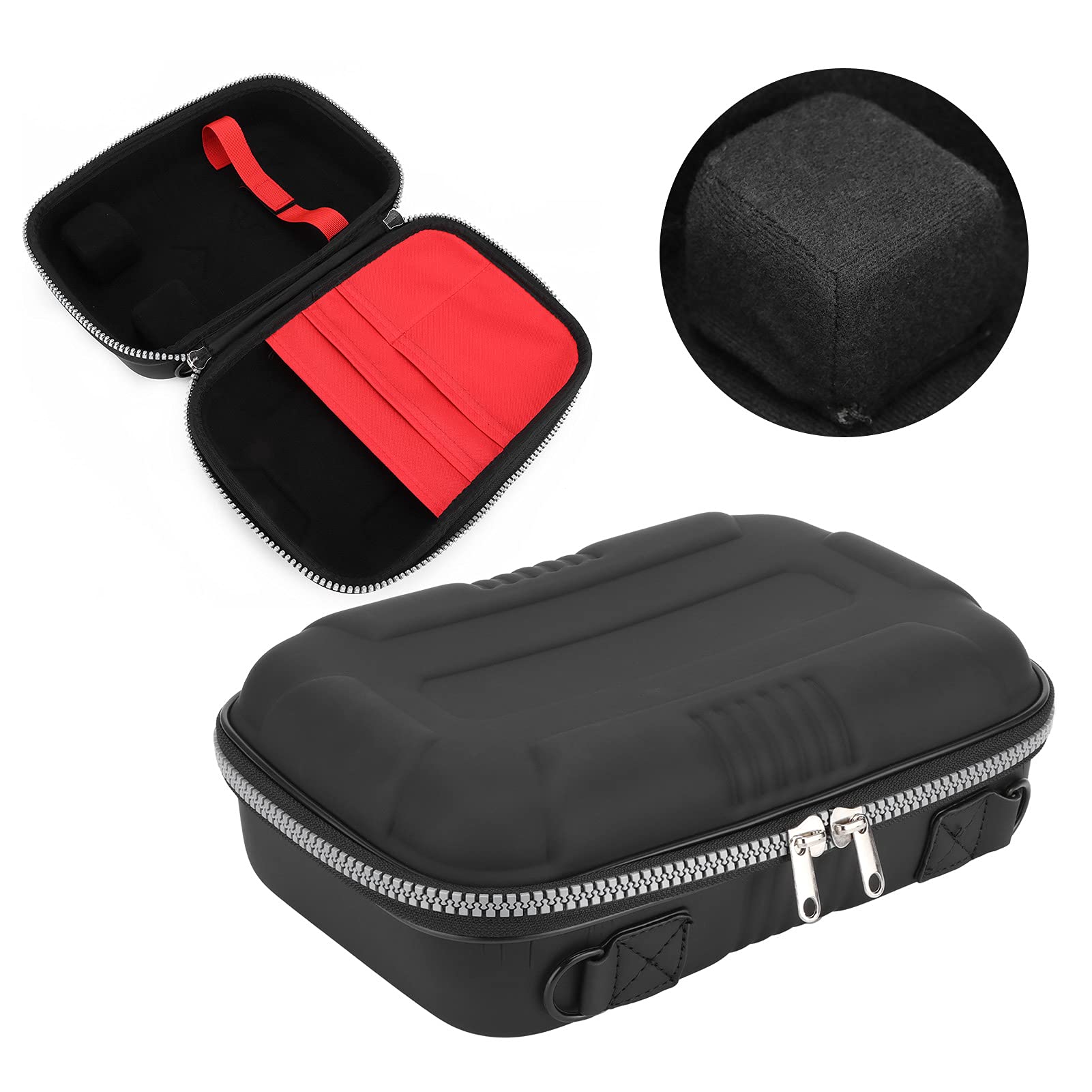 Schwarz 33 cm x 23 cm x 12 cm Fernbedienungs-Hartschalenkoffer Eva-Schutz-Aufbewahrungstasche Robustes tragbares wasserdichtes Reißverschlussdesign für Flysky JR Wfly Futaba