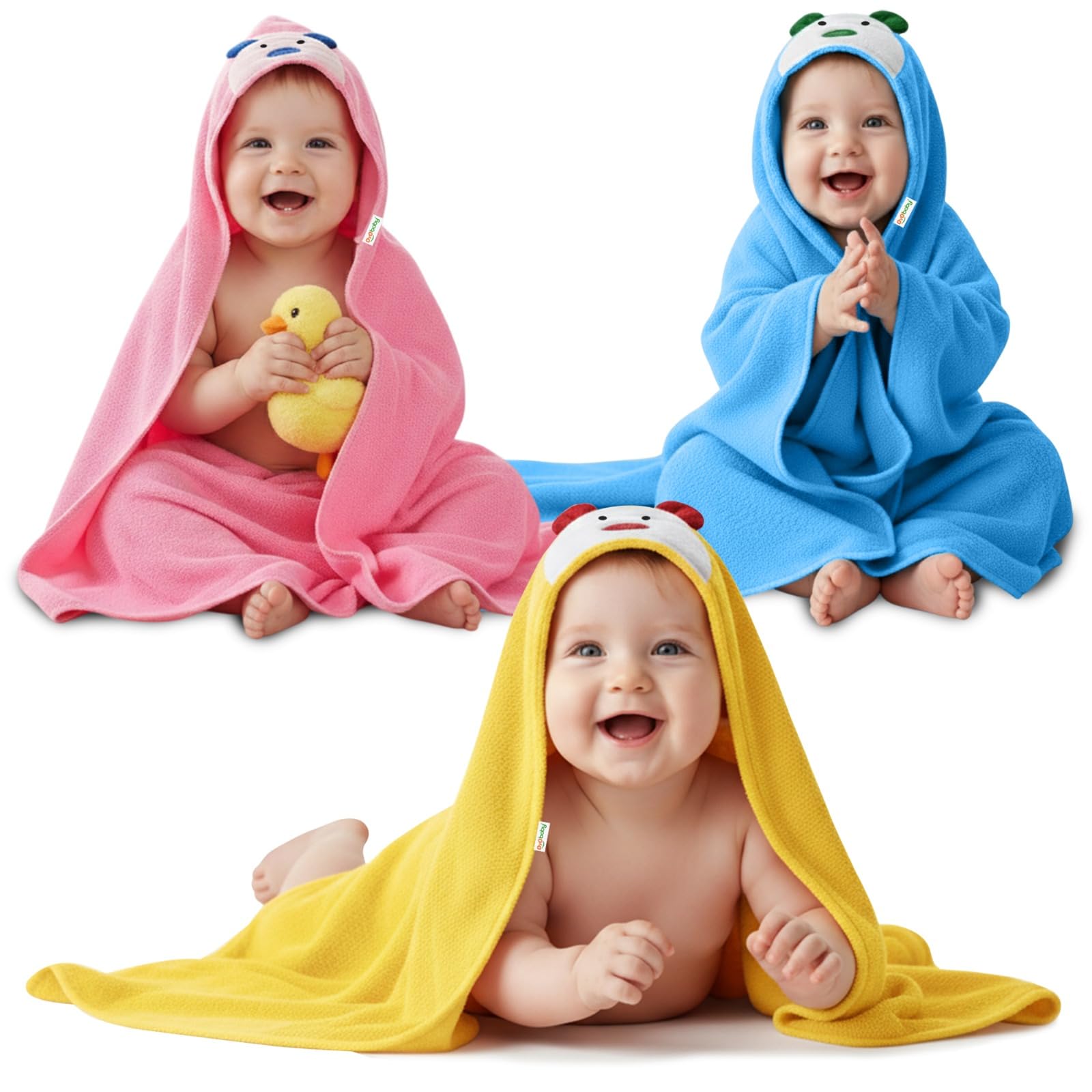 OYO BABY Baby Blanket Combo Pack – 3 Pcs Hooded Wrappers for Newborn Boys & Girls | Soft, Lightweight, Multi-Purpose Baby Wrapper/Blanket (0–12 Months, 84×62 cm)-image-18