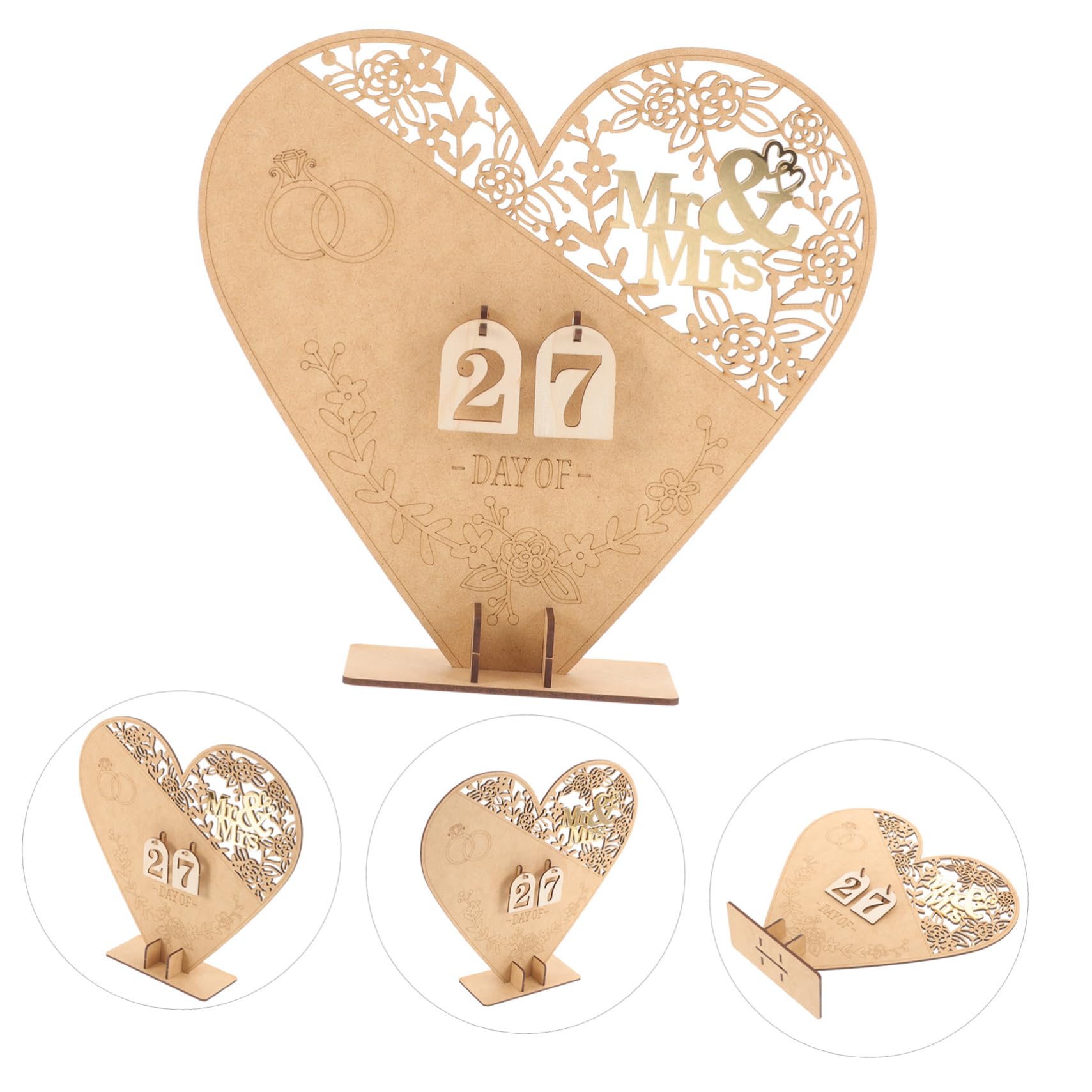 PRETYZOOM 5 Uds DIY De Madera Mr & Mrs Calendario De Boda Adornos De Cuenta Regresiva Boda Adornos De Madera para El Hogar Calendario Decorativo De Boda Calendario De Adviento De Boda