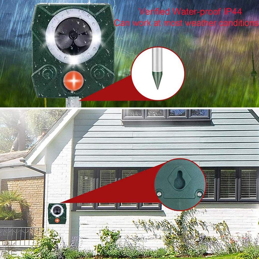 ERNZI 2 szt., Cat Ultrasonic Solar, Odstraszacz zwierząt Ultradźwiękowy Flash 5 Tryb regulowany z wbudowaną baterią litową, Wodoodporny środek odstraszający zwierzęta do ogrodu