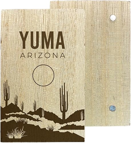 Miniatura 1 de Yuma Arizona Souvenir - Imán de madera grabada para nevera, diseño de cactus y desierto, 2 x 3 pulgadas