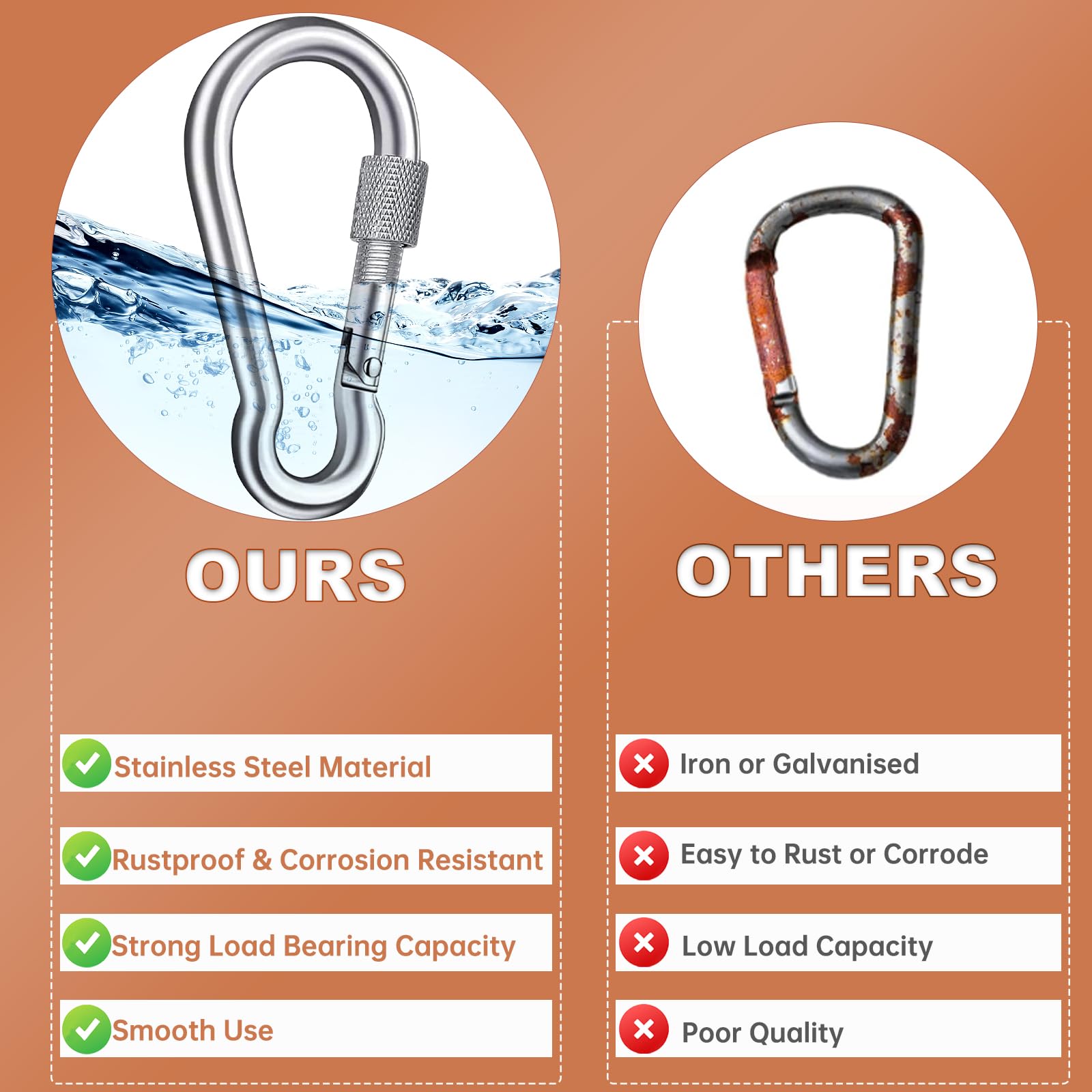 Lot De 30 Mini Mousquetons De 4 Cm En Acier Inoxydable M4 Très