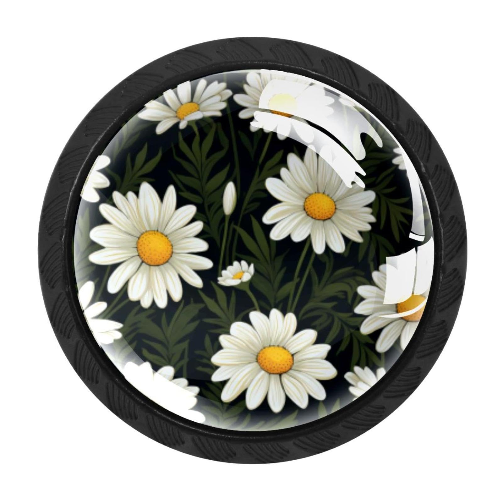 CHENZZZZ 4 Pack Black Daisy Kitchen Handles, Cabinet Pulls Hardware for Cupboard Drawer Knobs Dresser Pulls