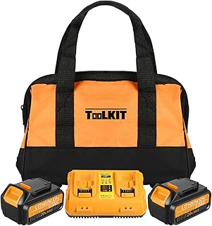 2-Pack Replacement for Dewalt 20V Batteries and 2-Port DCB102 Battery Charger Station Kit - Compatible with Dewalt 12-20V Batteries, Including a Tool Bag