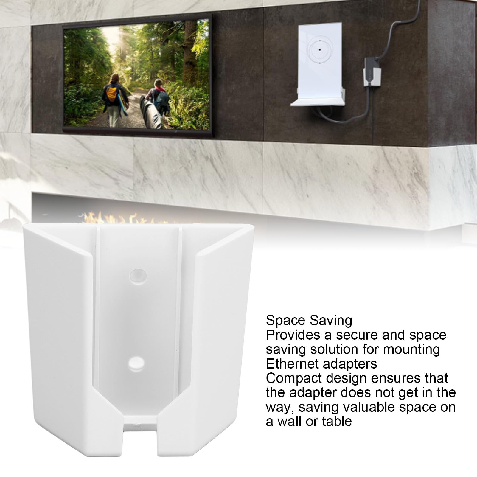 Ethernet Adapter Bracket, Space Saving Ethernet Adapter Mount ABS Compact Professional for Indoor (White)