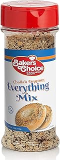 Baker's Choice Everything Mix Challah Topping - Sesame Seed Bagel Topping Mix for Baking and Cooking - All Natural Food Seasoning - Resealable Container - Kosher - 4 oz. - Baker’s Choice