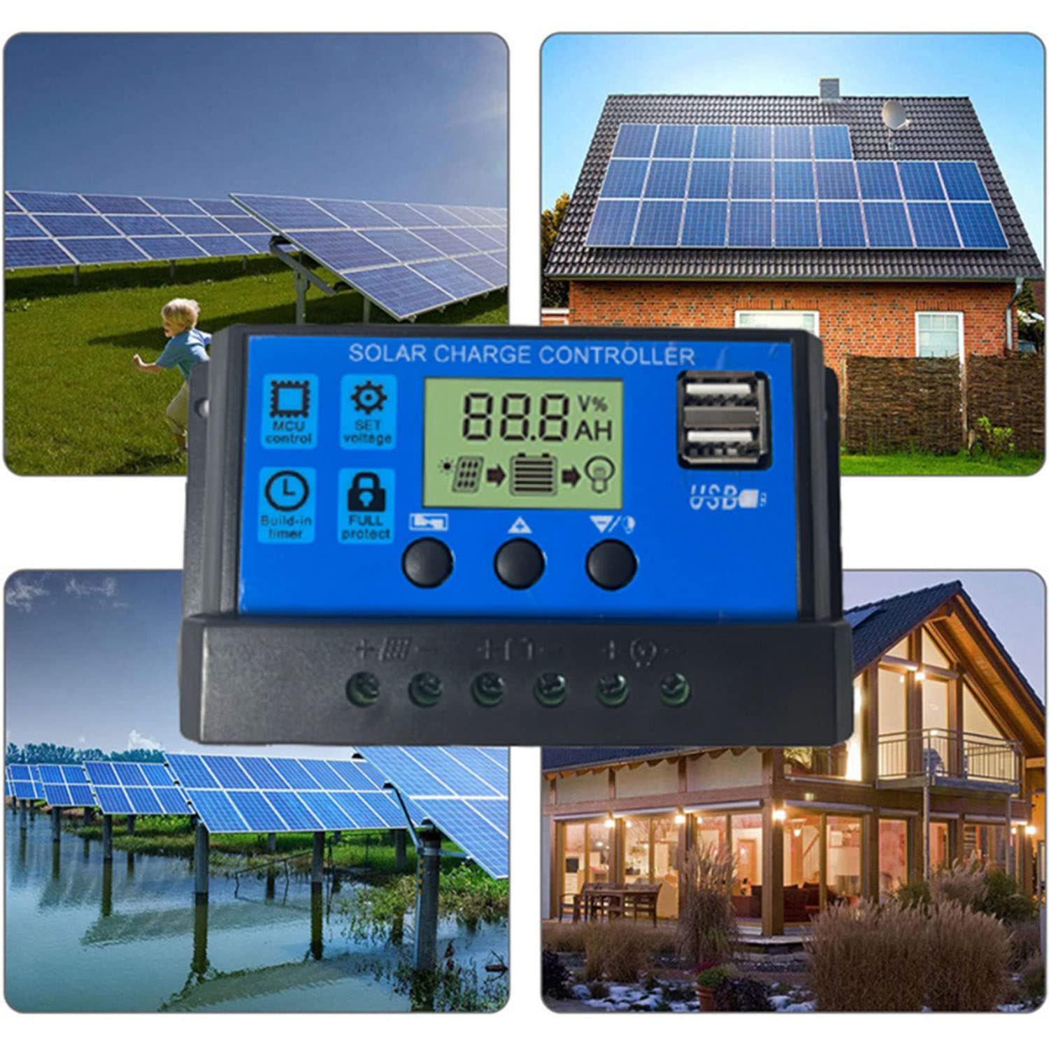 Panel solar flexible portátil con controlador, cargador de batería solar flexible monocristalino de 50 W, kit de módulo de panel solar portátil para el hogar Camper RV Boat and Car…,30Acontro
