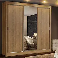 Guarda-roupa Casal Madesa Mônaco 3 Portas de Correr com Espelho - Rustic