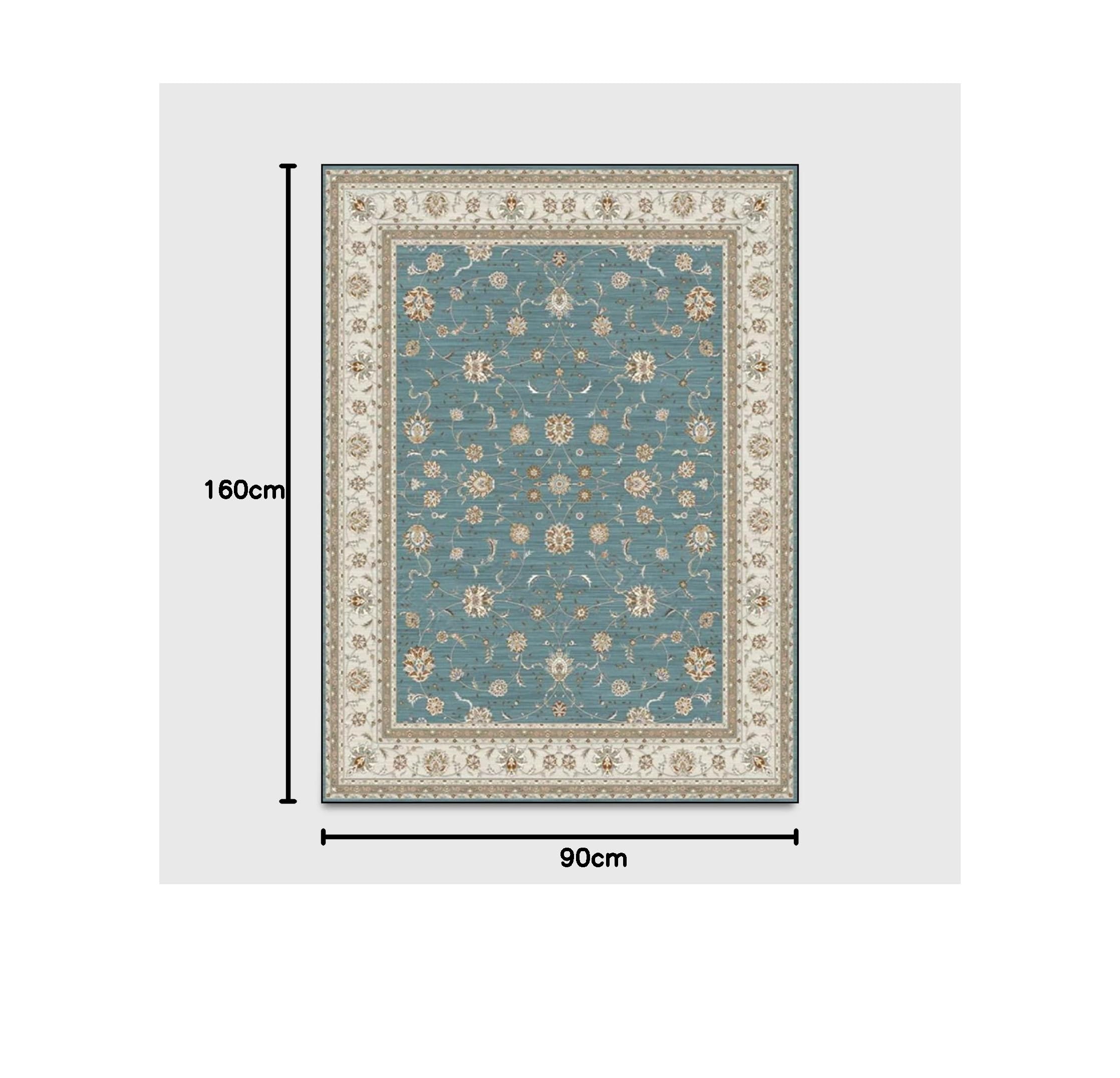 Tapis À Poils Ras Salon Moderne 90 X 160 CM Bleu Floral Country européen Classique pour décoration d'intérieur 90x160cm