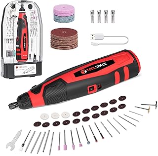 TOOLSPACE 12V Cordless Rotary Tool Kit with 69 Accessories, 6 Variable Speeds and USB Charging, Prefect Display Case, Ideal for Carving, Engraving, Sanding, Polishing and Cutting