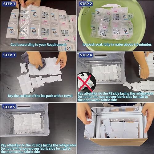 Miniatura 4 de Paquetes fríos de hielo seco para envío de alimentos congelados, hojas de bolsas de hielo congeladas para enfriadores de 14 x 13 pulgadas, paquetes