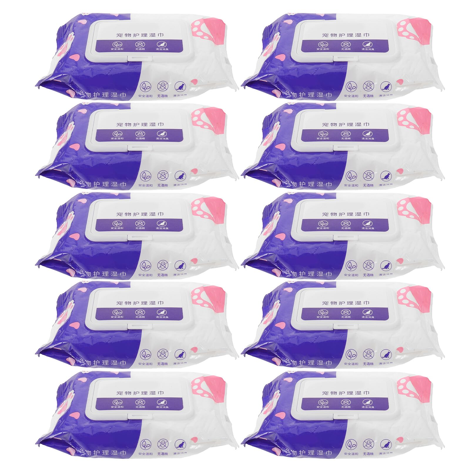 Abaodam Lingettes pour Chats et Chiens sans Rinçage 10 Pack Lingettes Hygiéniques pour Yeux, Pattes et Visage 80 Pcs/Pack pour Toilettage en Voyage
