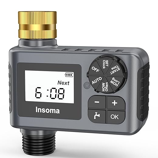 Water Timer for Outdoor Garden Hose, Hose Timer with Rain Delay/Manual Mode, Automatic Drip Irrigation Controller System for Lawn Yard Garden Watering