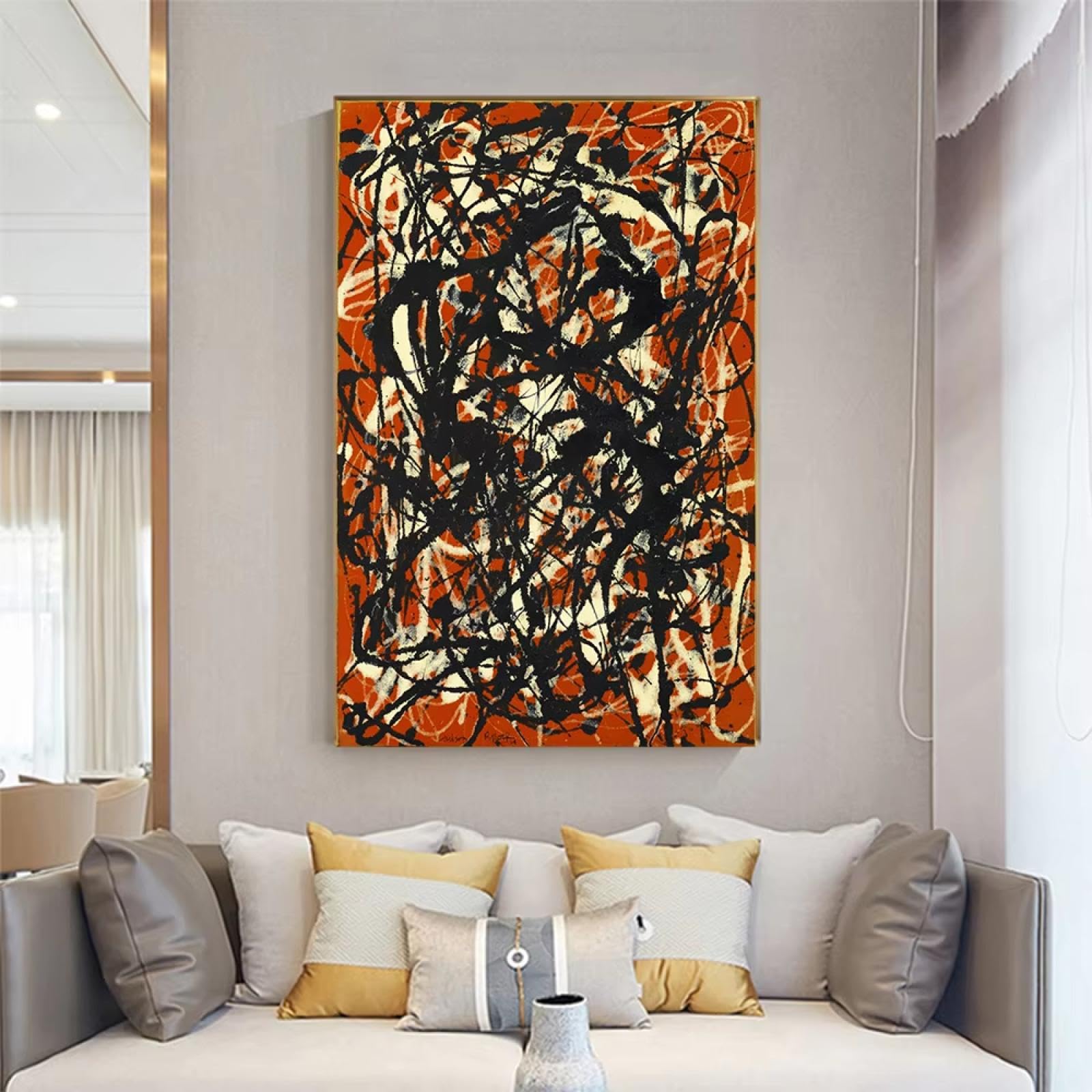 IHHGNB Canvas Painting Jackson Pollock《Free Form》Artwork Poster Picture Modern Wall Art Prints Home Living room Decoration 70x100cm(28x39in) Frameless