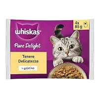 WHISKAS PURE DELIGHT Cibo Umido in Gelatina per Gatti Adulti 4x85g Selezione Delicata