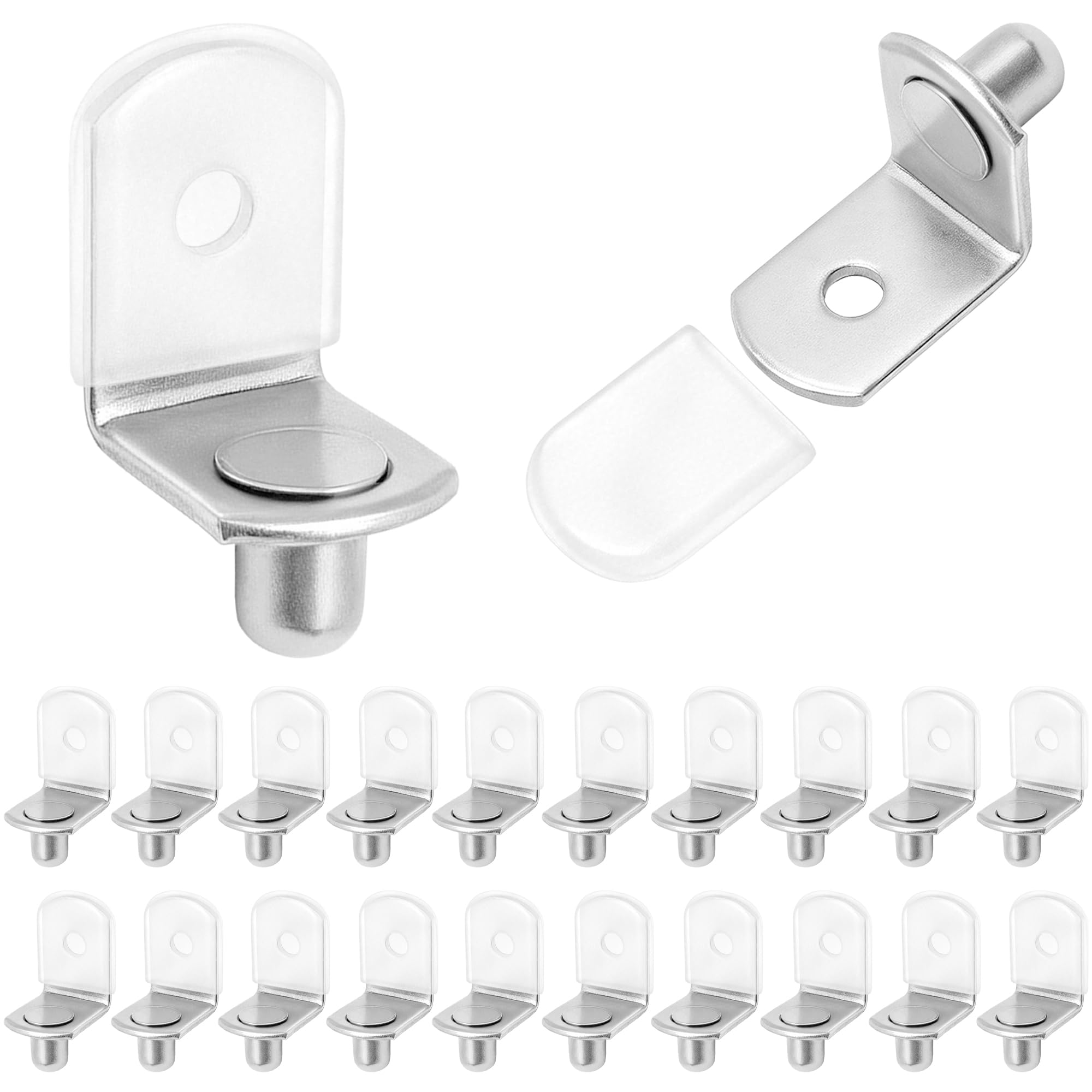 40 Pcs Shelf Support Pegs,1/4 Inch Diameter Shelf Bracket Pegs with Hole,Nickel Plated L-Shaped Clips for Kitchen & Bookcase Shelf Cabinet Furniture Closet Shelf Pins Support — Amazon image 12