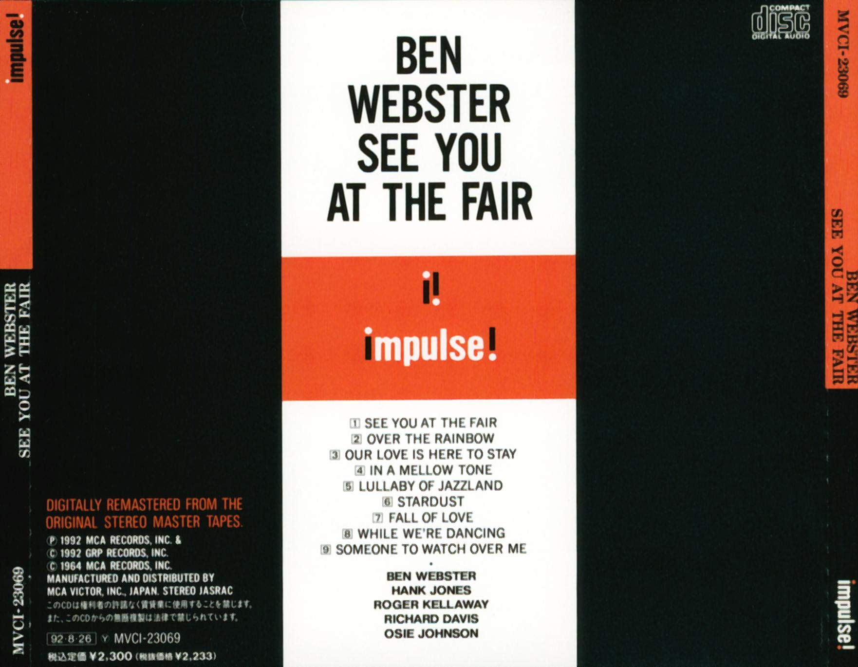 BEN WEBSTER - See You At The Fair - Disque CD
